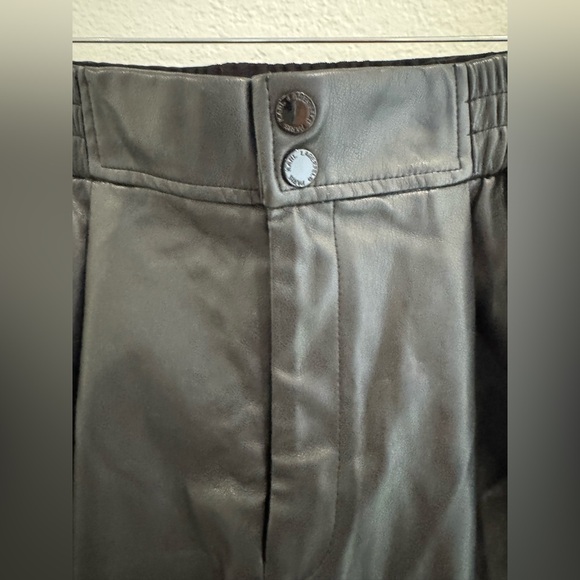 Karl Lagerfeld High Waist Faux Black Leather Shorts - Picture 6 of 6